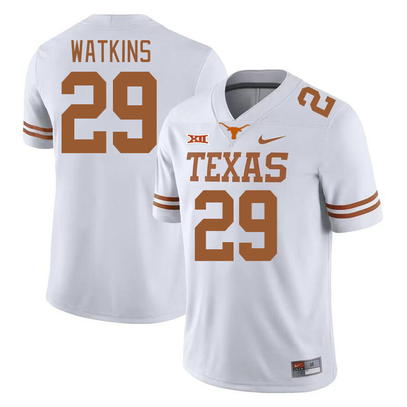 Men #29 Reid Watkins Texas Longhorns College Football Jerseys Stitched-White